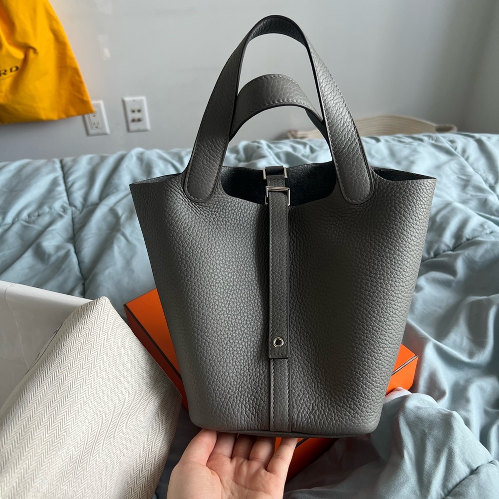 Hermes Picotin Lock 18 in Gris Meyer PHW